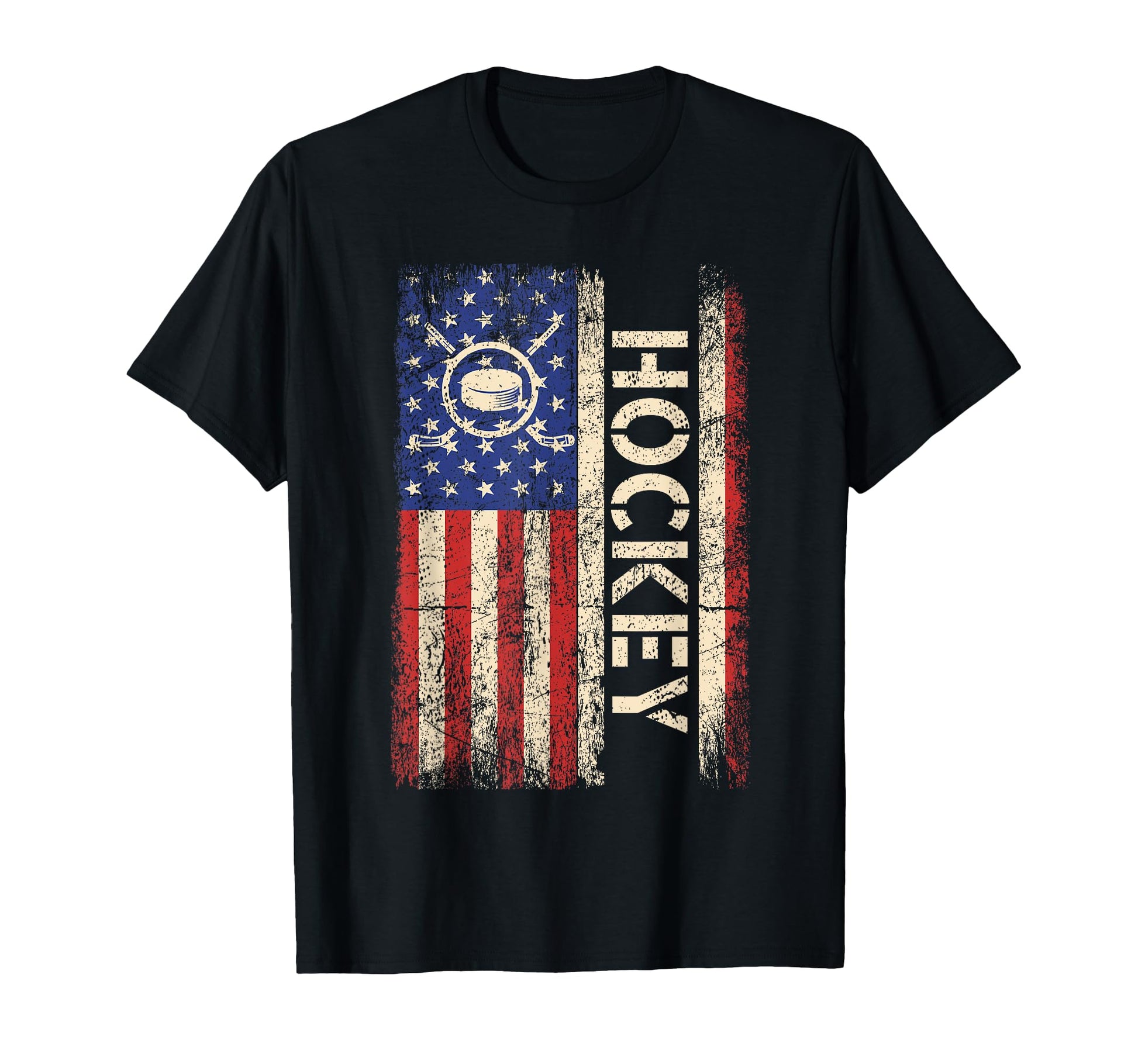 Hockey Usa American Flag Hockey T-Shirt - Casual Everyday Wear Unisex - T-Shirt, Sweatshirt, Hoodie