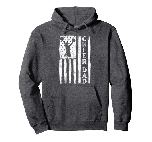 Cheer Dad Flag Cheerleading Hoodie - Minimalist Print for Adults - T-Shirt, Sweatshirt, Hoodie