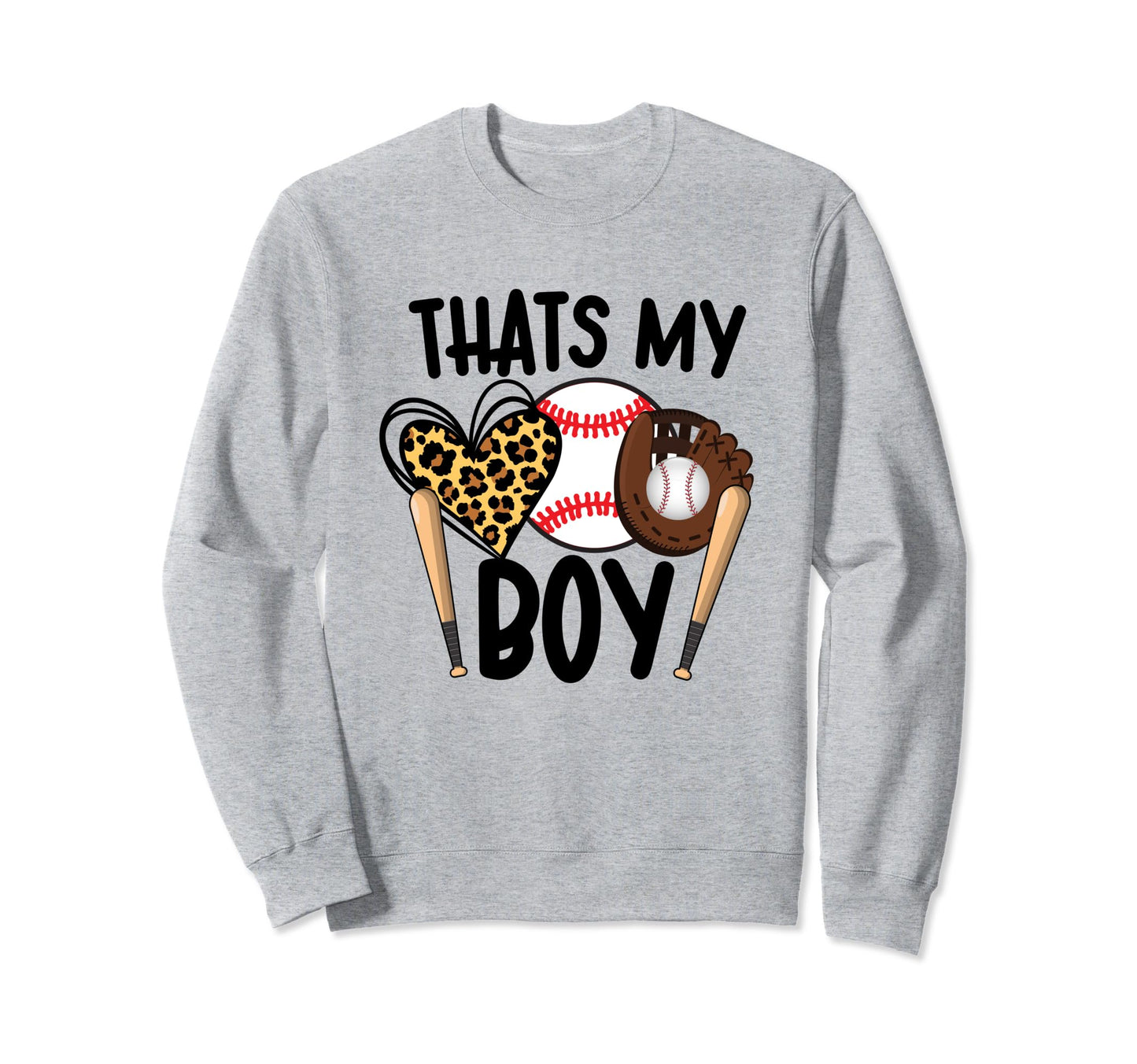 Thats My Son Leopard Heart Baseball Sweatshirt - Graphic Print for Adults - T-Shirt, Sweatshirt, Hoodie