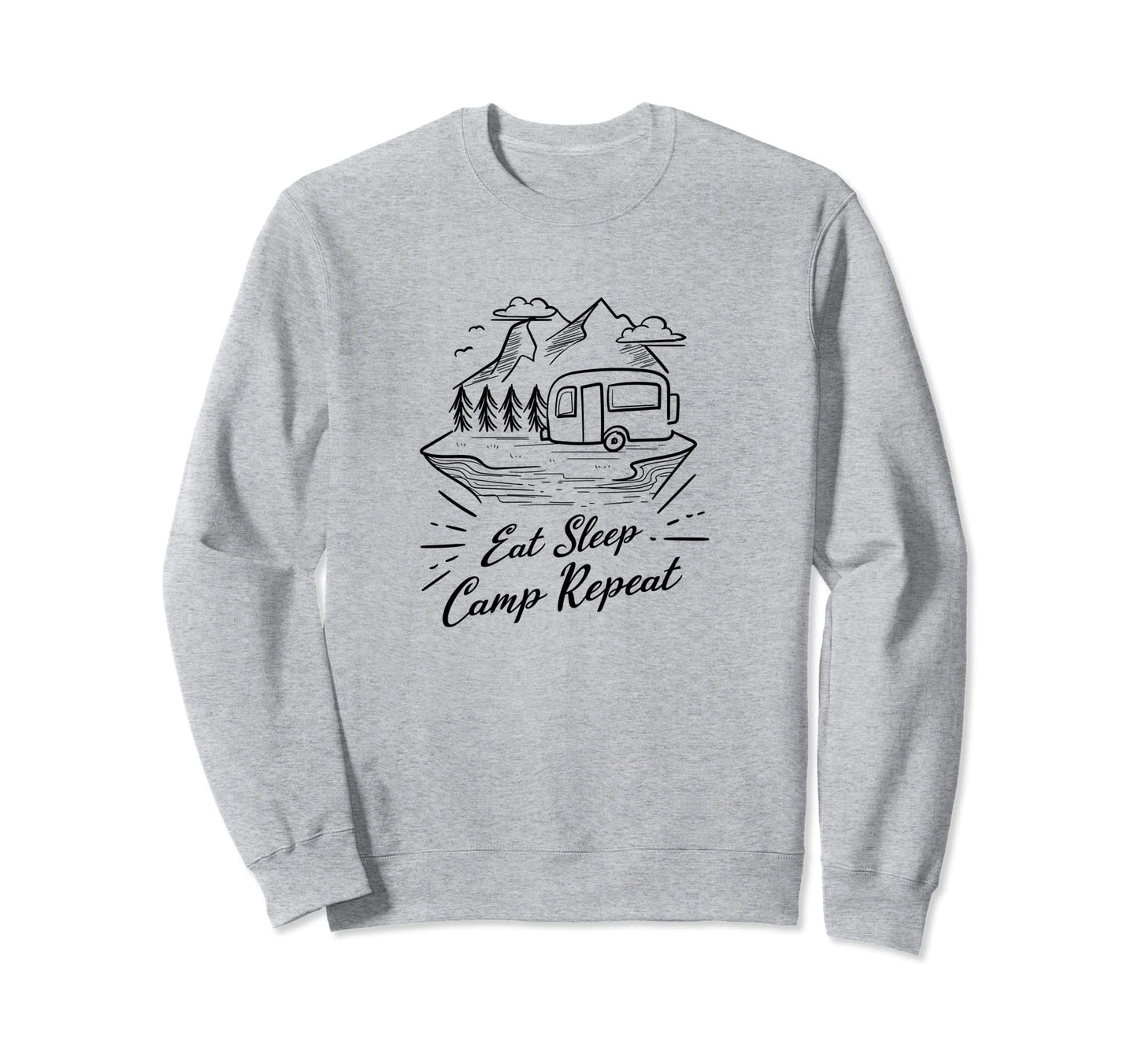 Eat Sleep Camp Repeat Camper Sweatshirt - Aesthetic Graphic for Adults - T-Shirt, Sweatshirt, Hoodie