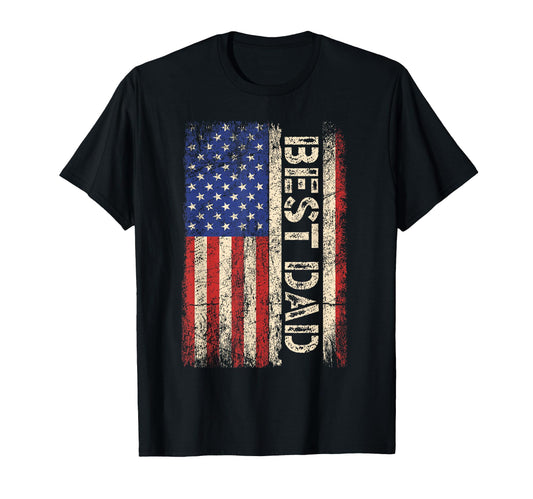 Best Dad Ever Us American Flag T-Shirt - Fun Novelty Design Men Women - T-Shirt, Sweatshirt, Hoodie