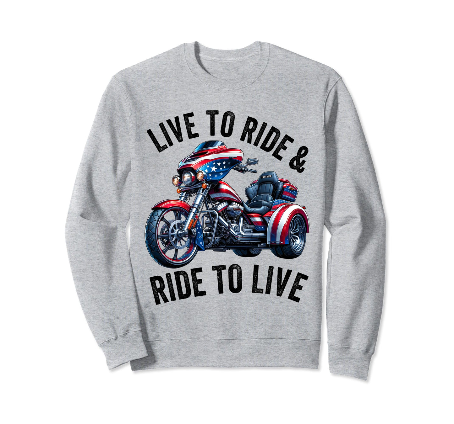 Usa Trike Motorcycle Patriotic Sweatshirt - Trendy Graphic Men Women - T-Shirt, Sweatshirt, Hoodie