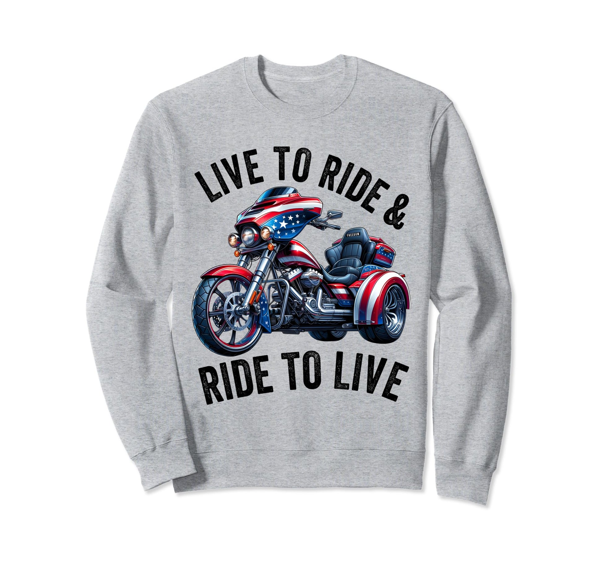 Usa Trike Motorcycle Patriotic Sweatshirt - Trendy Graphic Men Women - T-Shirt, Sweatshirt, Hoodie