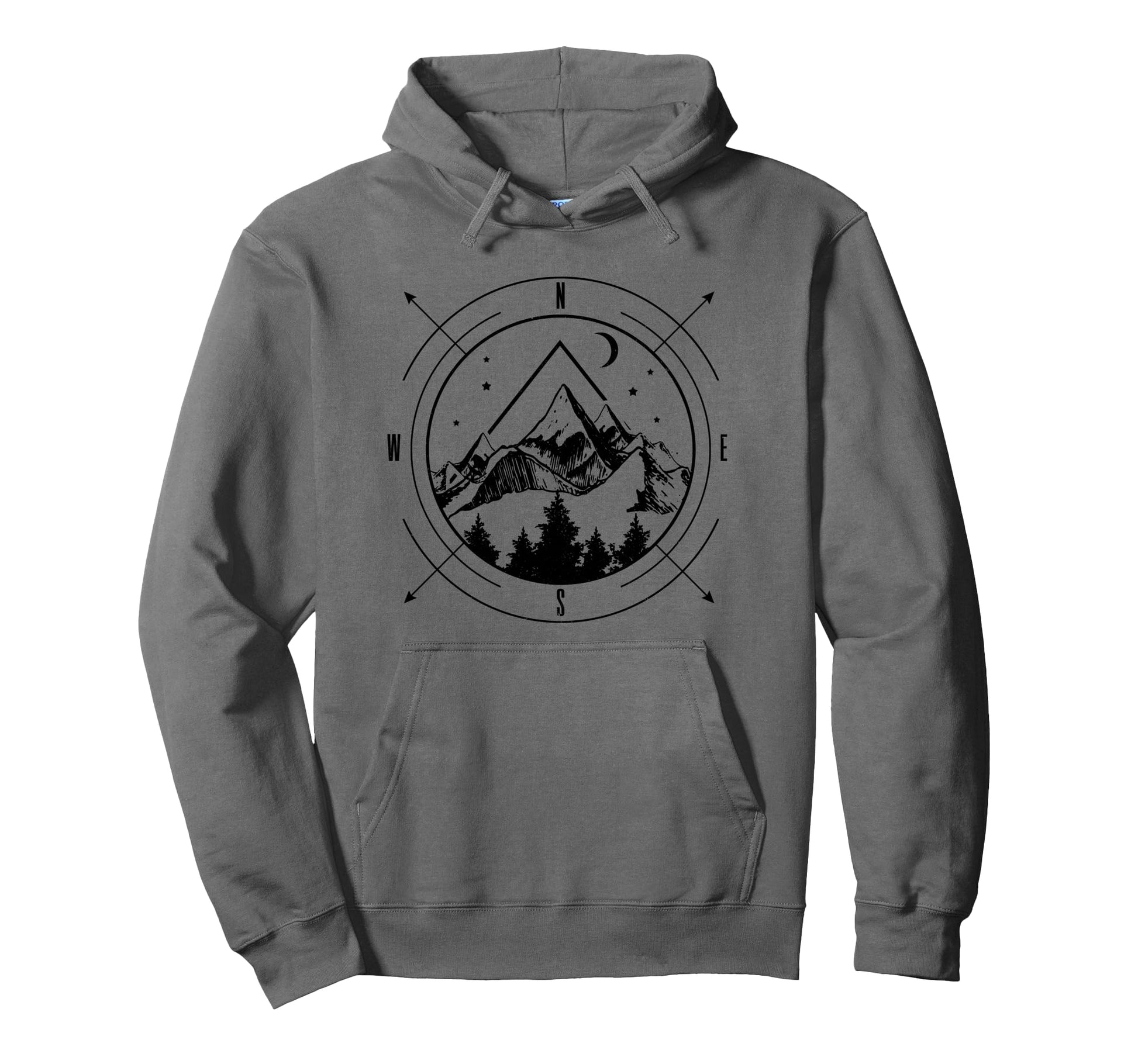 Hiking Mountains Nature Camping Compass Hoodie - Novelty Apparel Unisex - T-Shirt, Sweatshirt, Hoodie