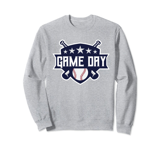 Baseball Game Day Sports Blue Stars Sweatshirt - Graphic Print for Adults - T-Shirt, Sweatshirt, Hoodie