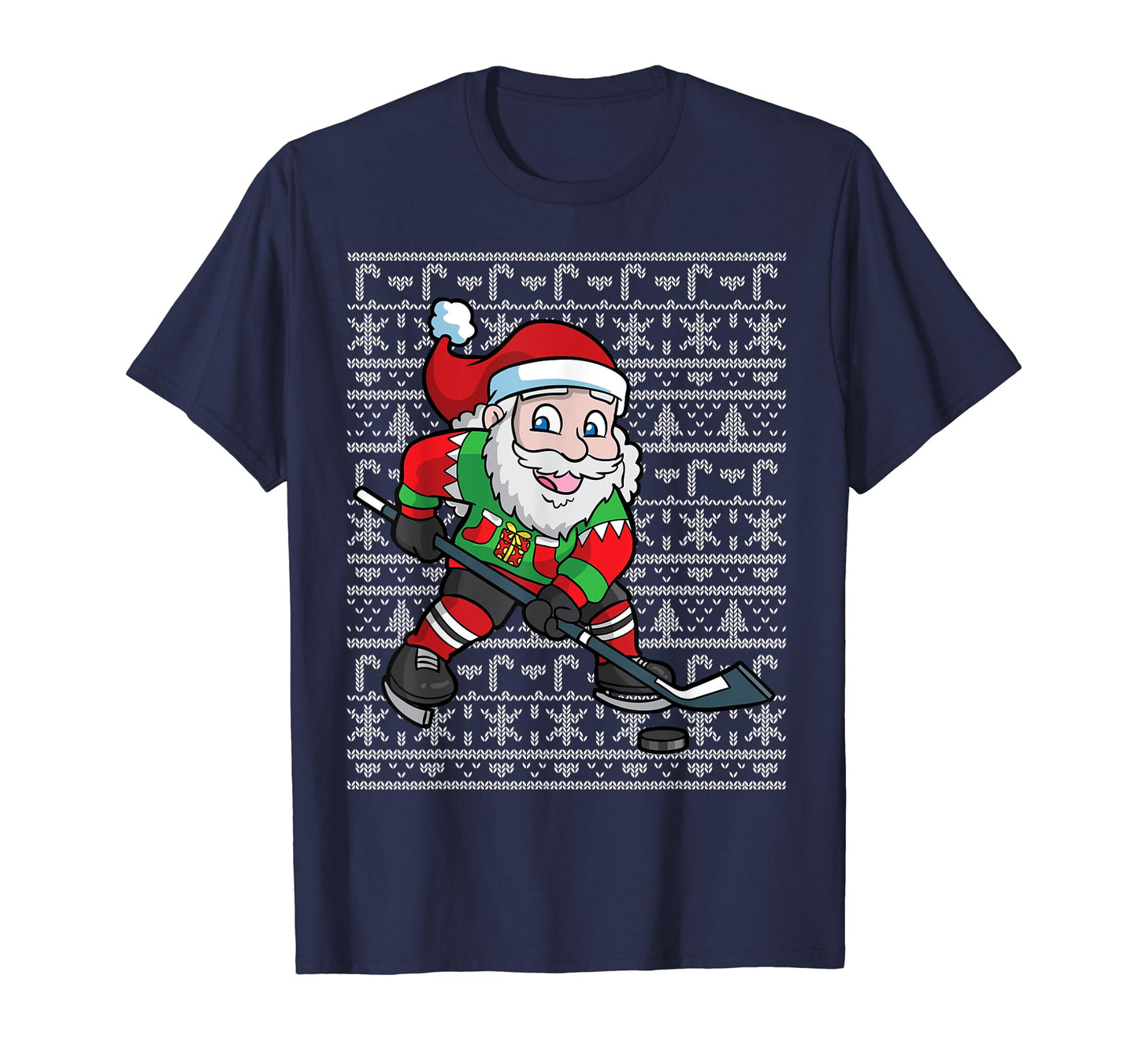 Ice Hockey Player Santa Claus Ugly T-Shirt - Aesthetic Graphic Unisex - T-Shirt, Sweatshirt, Hoodie