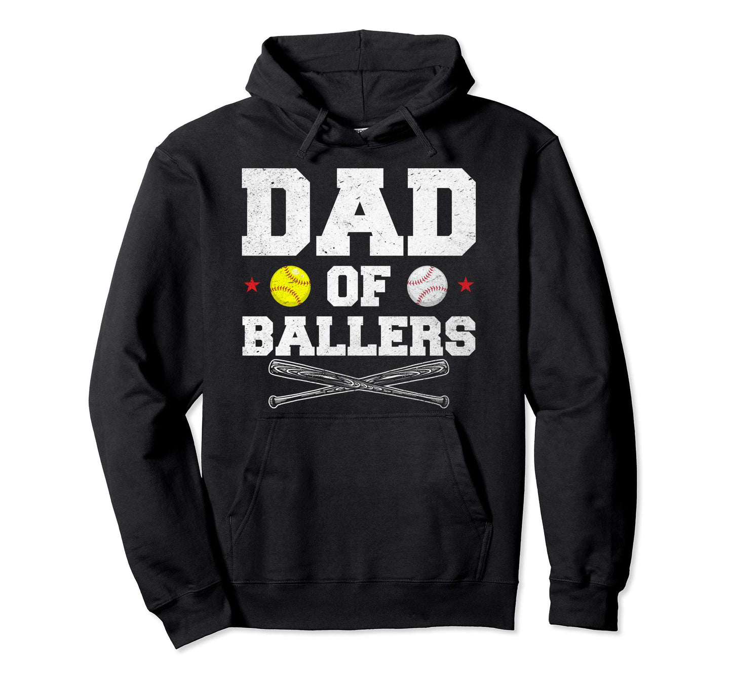 Dad Ballers Baseball Softball Gift Dads Hoodie - Novelty Apparel for Adults - T-Shirt, Sweatshirt, Hoodie