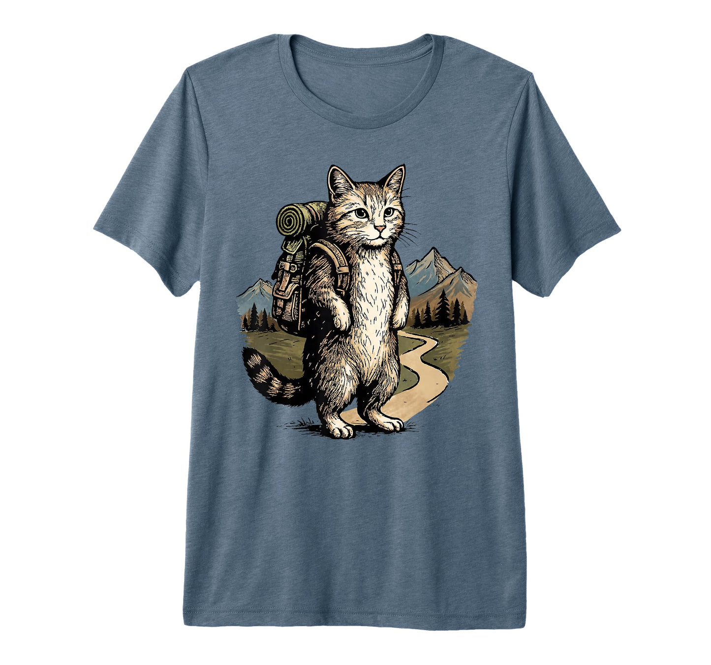 Funny Hiking Cat Backpack Mountain T-Shirt - Streetwear Style for Adults - T-Shirt, Sweatshirt, Hoodie