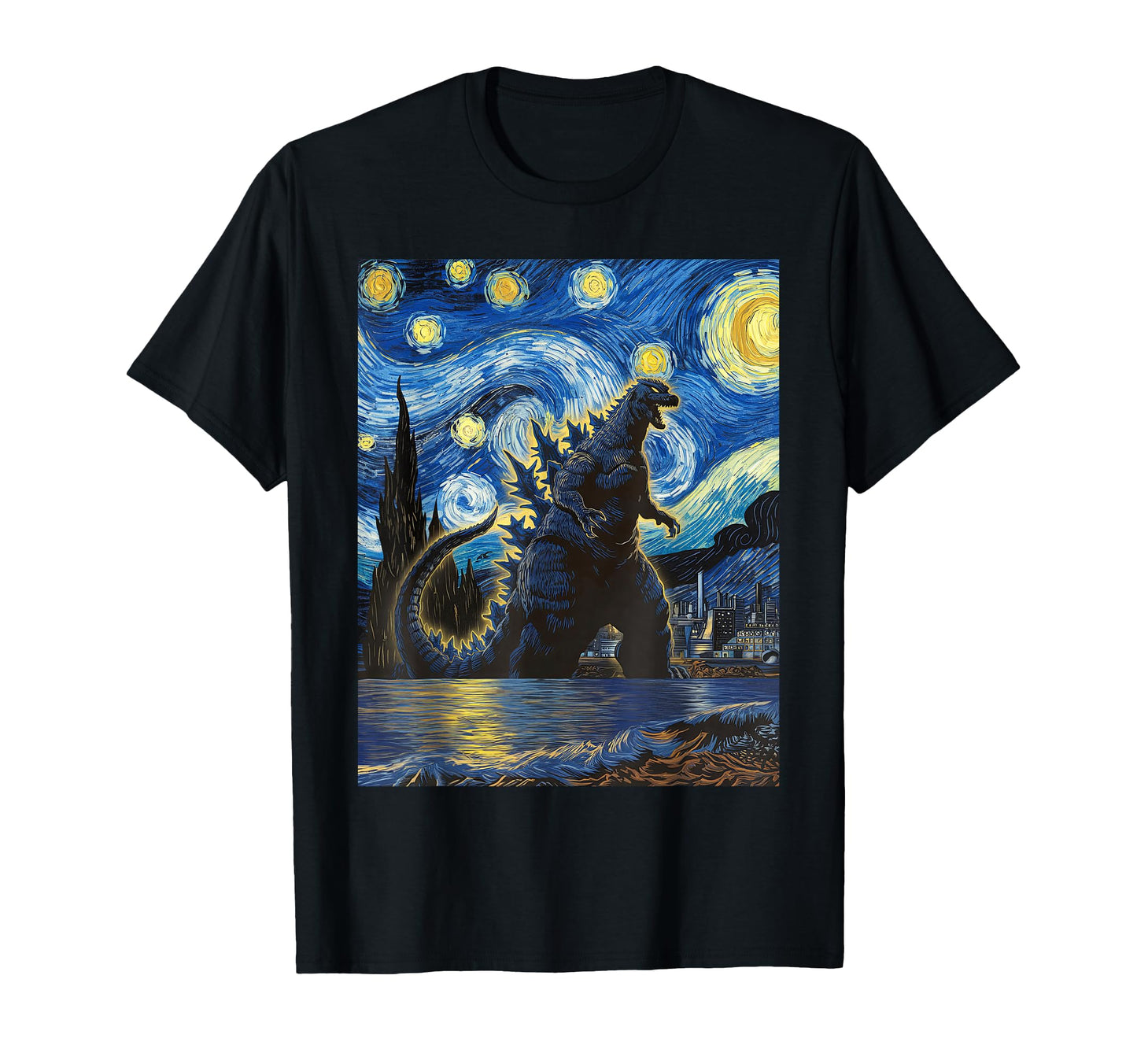 Japanese Monster Kaiju Van Gogh T-Shirt - Custom Art Print for Adults - T-Shirt, Sweatshirt, Hoodie