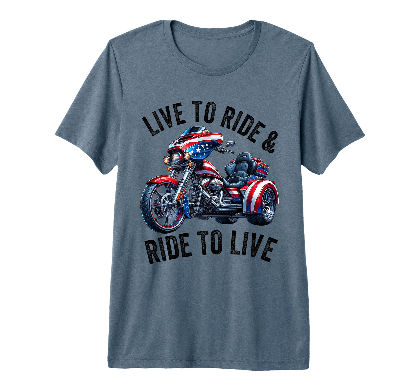 Usa Trike Motorcycle Patriotic American T-Shirt - Graphic Print for Adults - T-Shirt, Sweatshirt, Hoodie