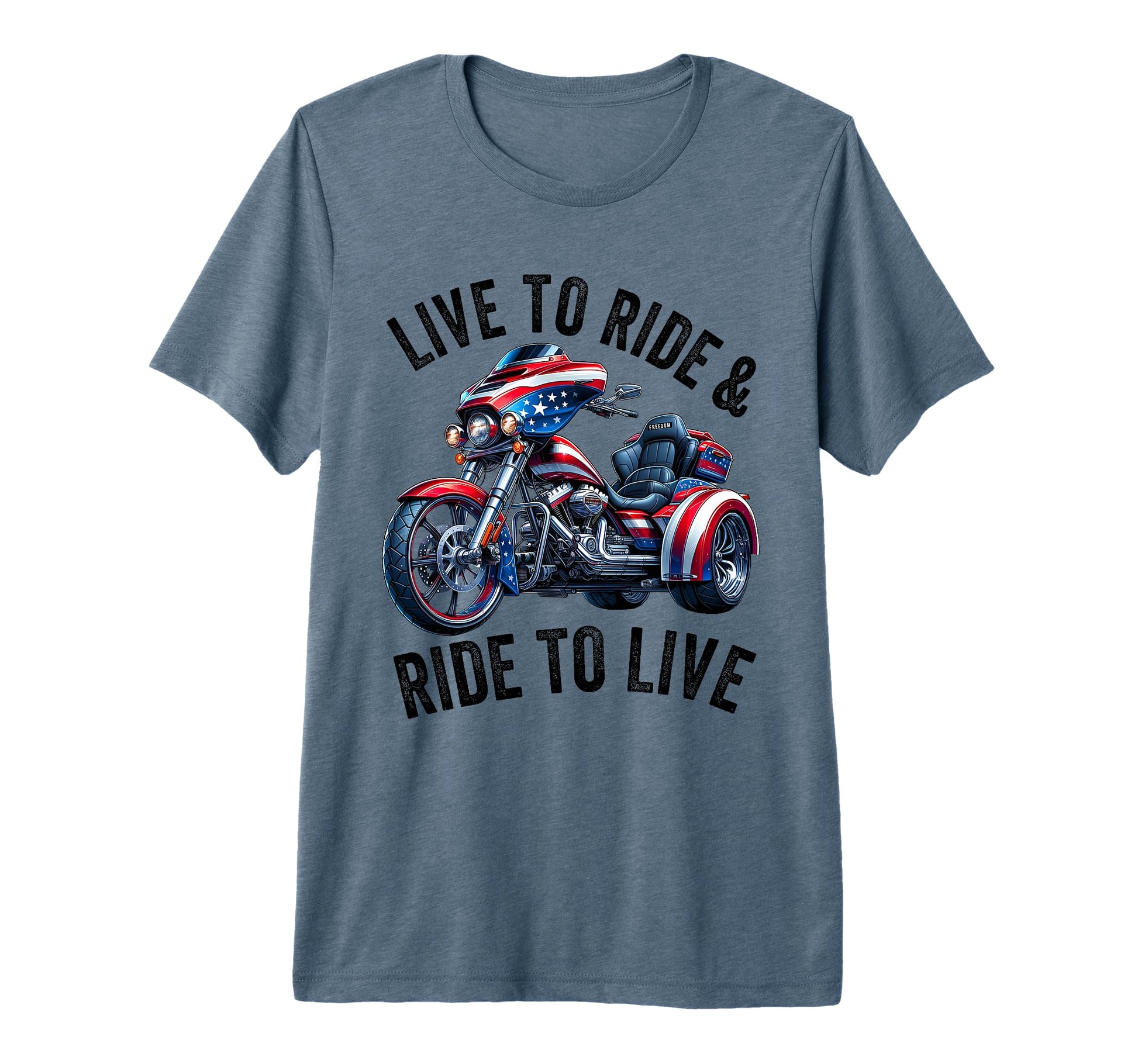 Usa Trike Motorcycle Patriotic American T-Shirt - Graphic Print for Adults - T-Shirt, Sweatshirt, Hoodie
