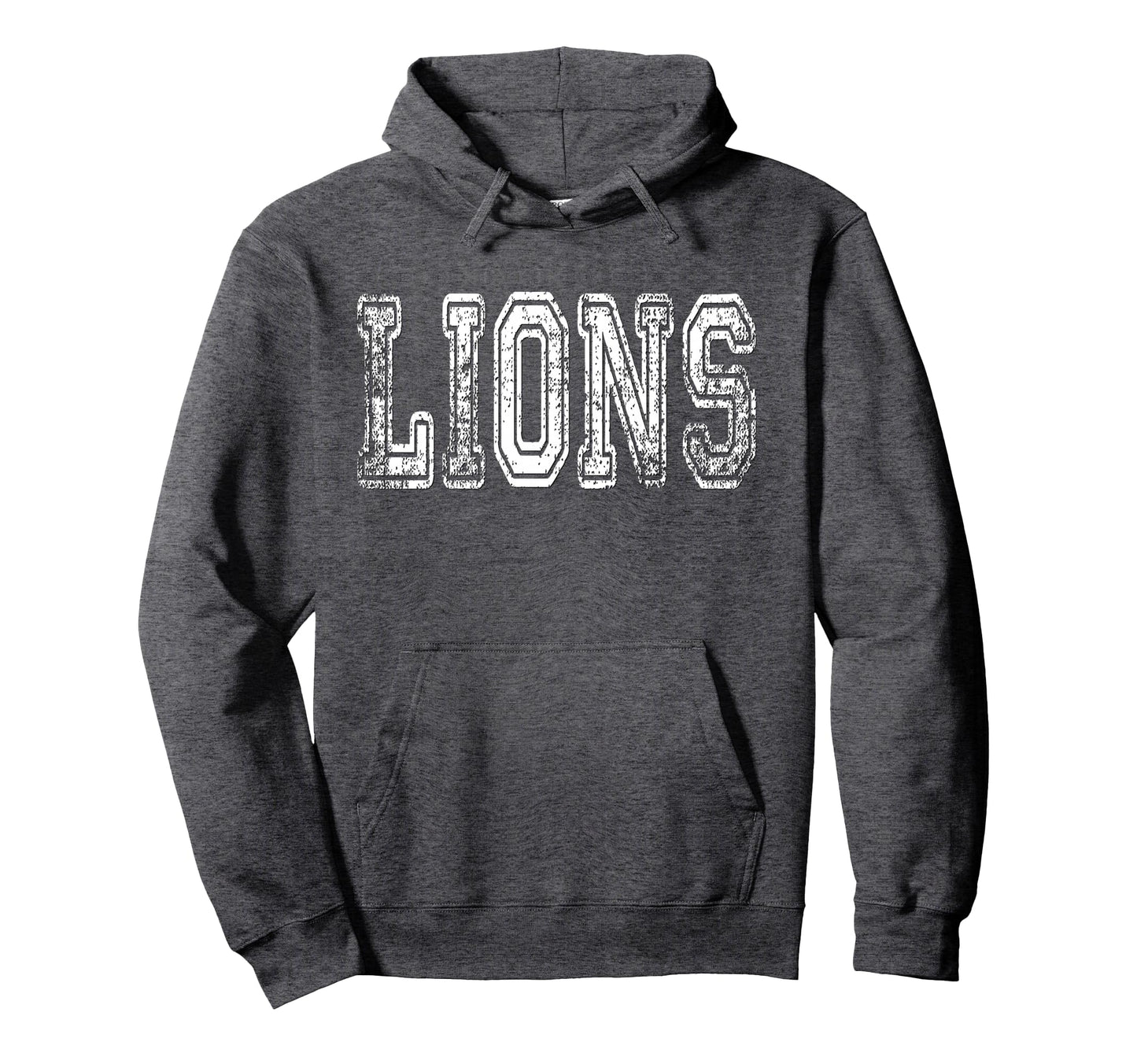 Lions Mascot Distressed School Hoodie - Aesthetic Graphic for Adults - T-Shirt, Sweatshirt, Hoodie