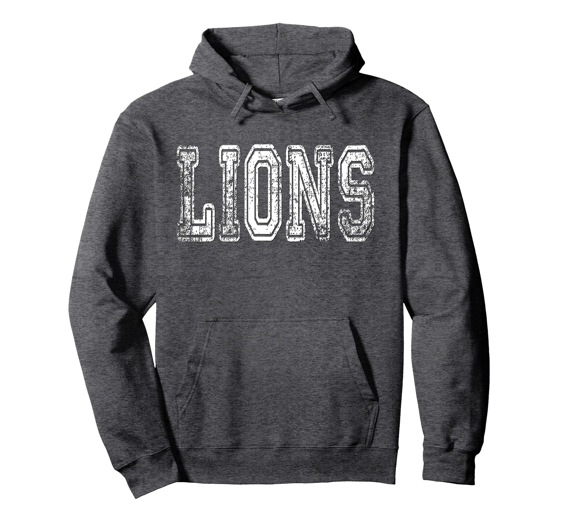 Lions Mascot Distressed School Hoodie - Aesthetic Graphic for Adults - T-Shirt, Sweatshirt, Hoodie