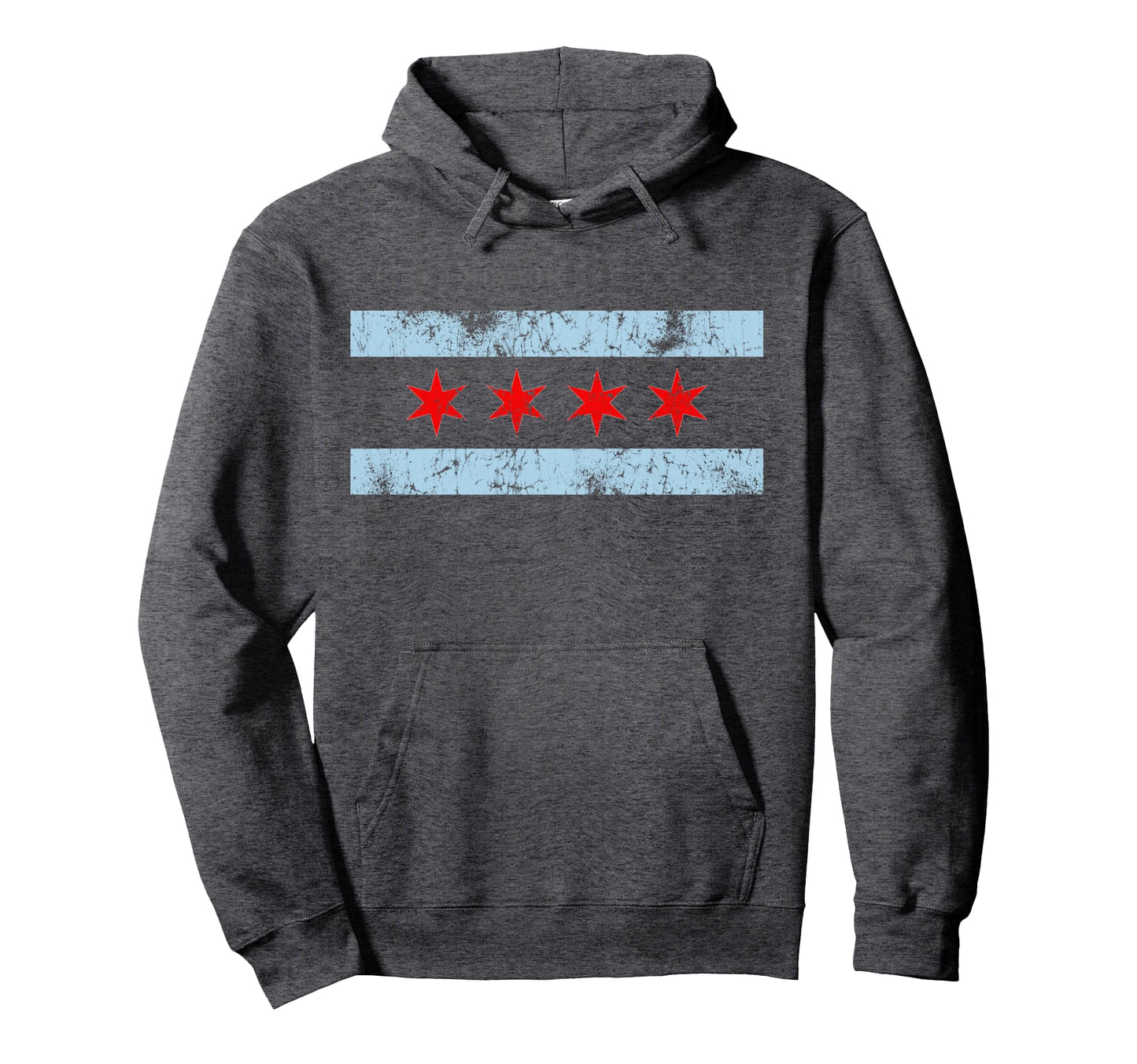Chicago Flag Distressed Chi Town Hoodie - Custom Art Print for Adults - T-Shirt, Sweatshirt, Hoodie