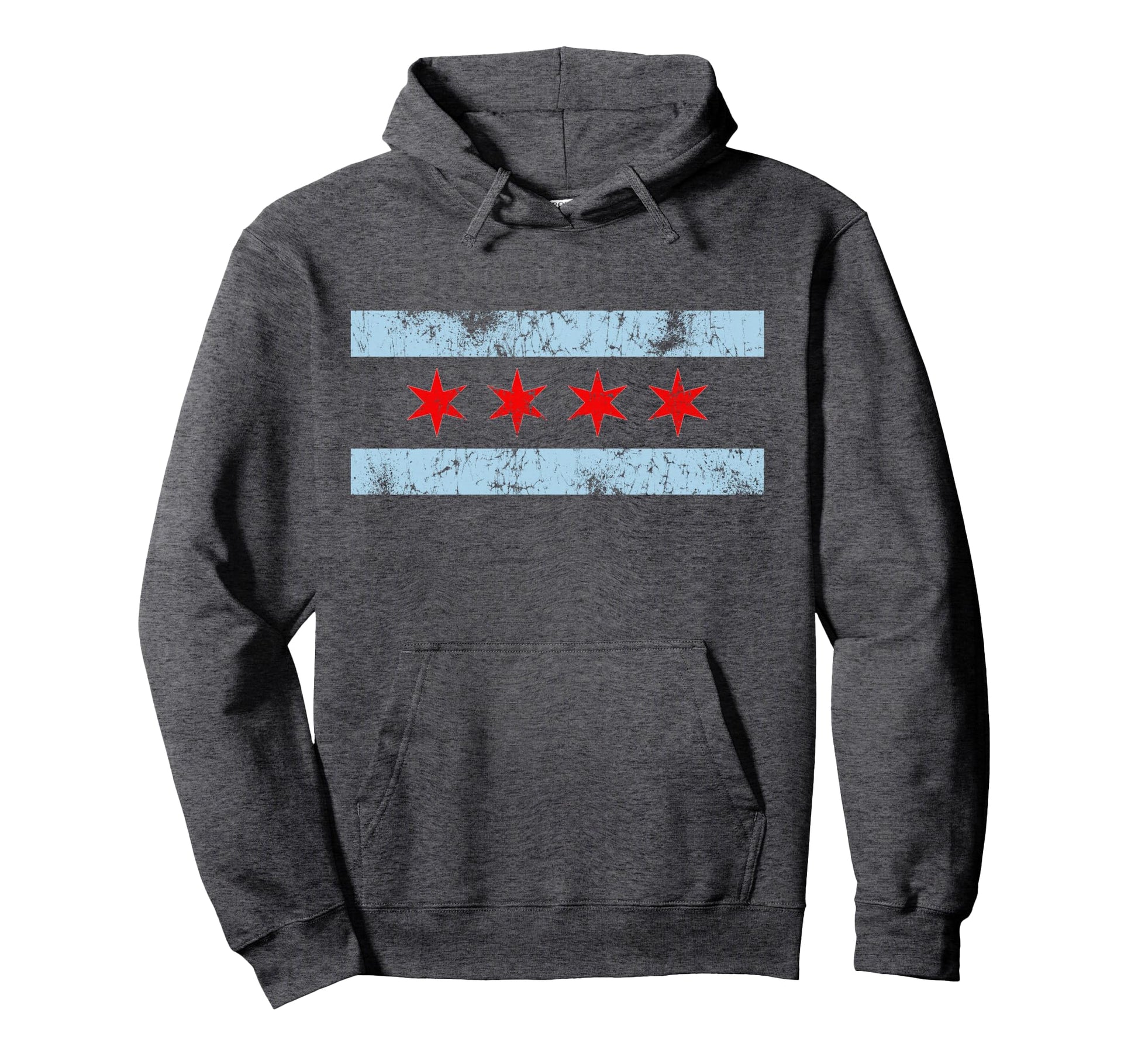 Chicago Flag Distressed Chi Town Hoodie - Custom Art Print for Adults - T-Shirt, Sweatshirt, Hoodie