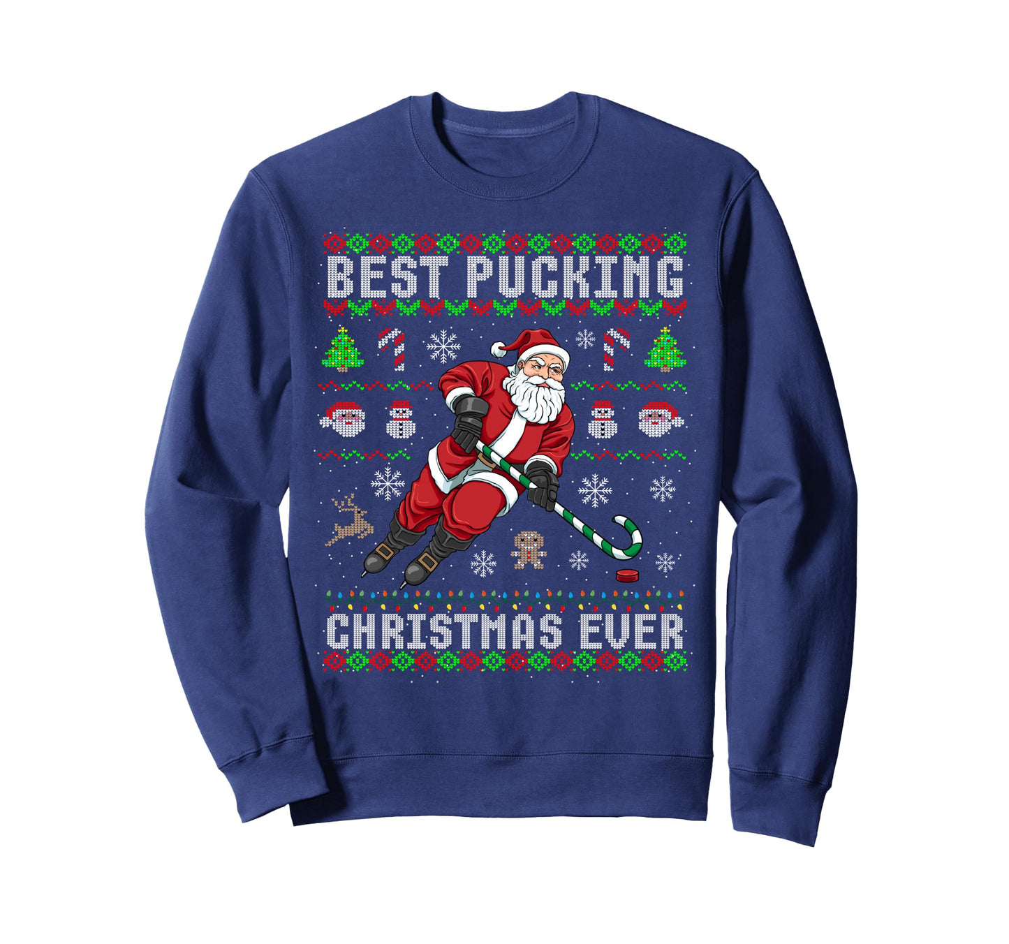 Funny Santa Claus Ugly Ice Hockey Sweatshirt - Minimalist Print for Adults - T-Shirt, Sweatshirt, Hoodie
