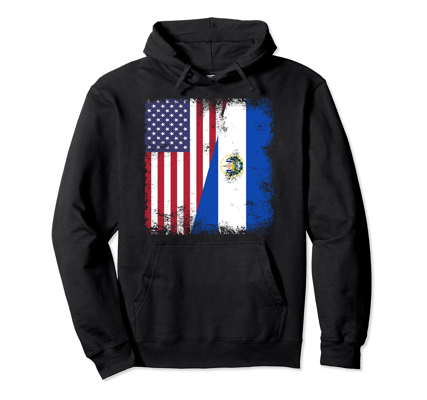 Half Salvadoran Flag El Salvador Usa Gift Hoodie - Aesthetic Graphic Unisex - T-Shirt, Sweatshirt, Hoodie