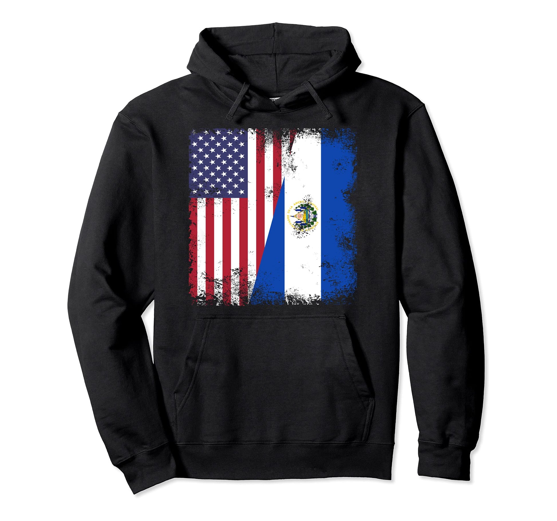 Half Salvadoran Flag El Salvador Usa Gift Hoodie - Aesthetic Graphic Unisex - T-Shirt, Sweatshirt, Hoodie