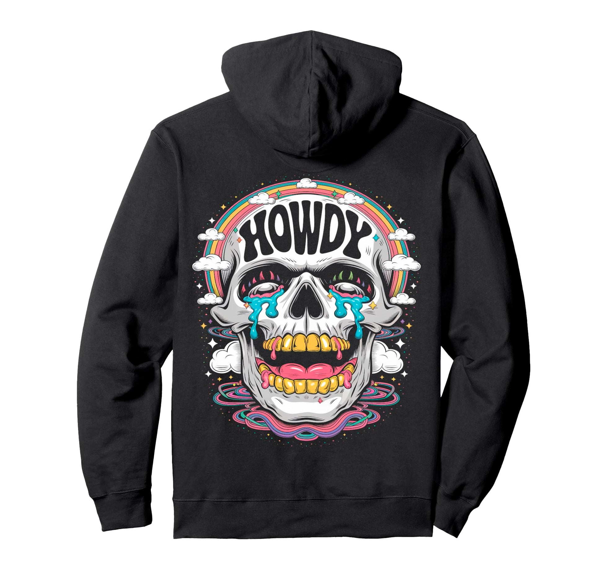 Esqueleto Rainbow Sad Crying Skeleton Head Hoodie - Trendy Graphic Unisex - T-Shirt, Sweatshirt, Hoodie