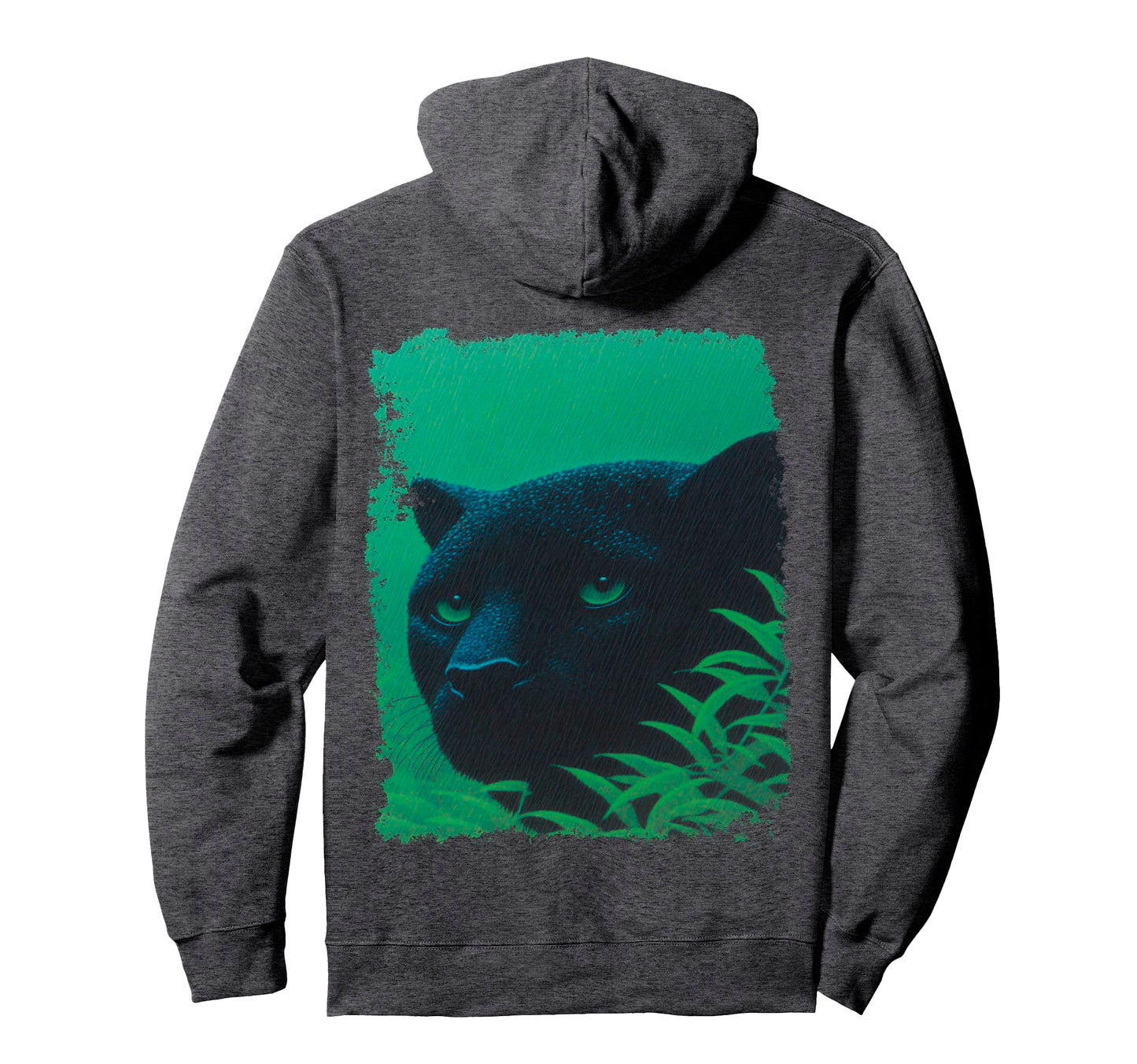 Green Pop Art Panther Black Hoodie - Minimalist Print for Adults - T-Shirt, Sweatshirt, Hoodie