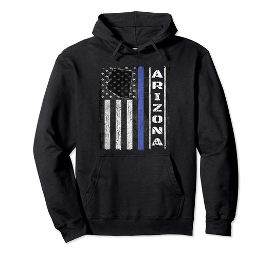 Arizona Thin Blue Line Police Flag Cop Hoodie - Graphic Print Men Women - T-Shirt, Sweatshirt, Hoodie