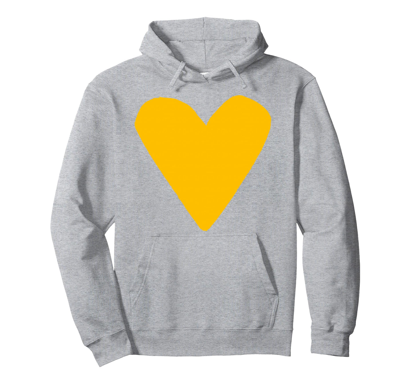 Yellow Orange Golden Heart Light Grey Hoodie - Minimalist Print for Adults - T-Shirt, Sweatshirt, Hoodie