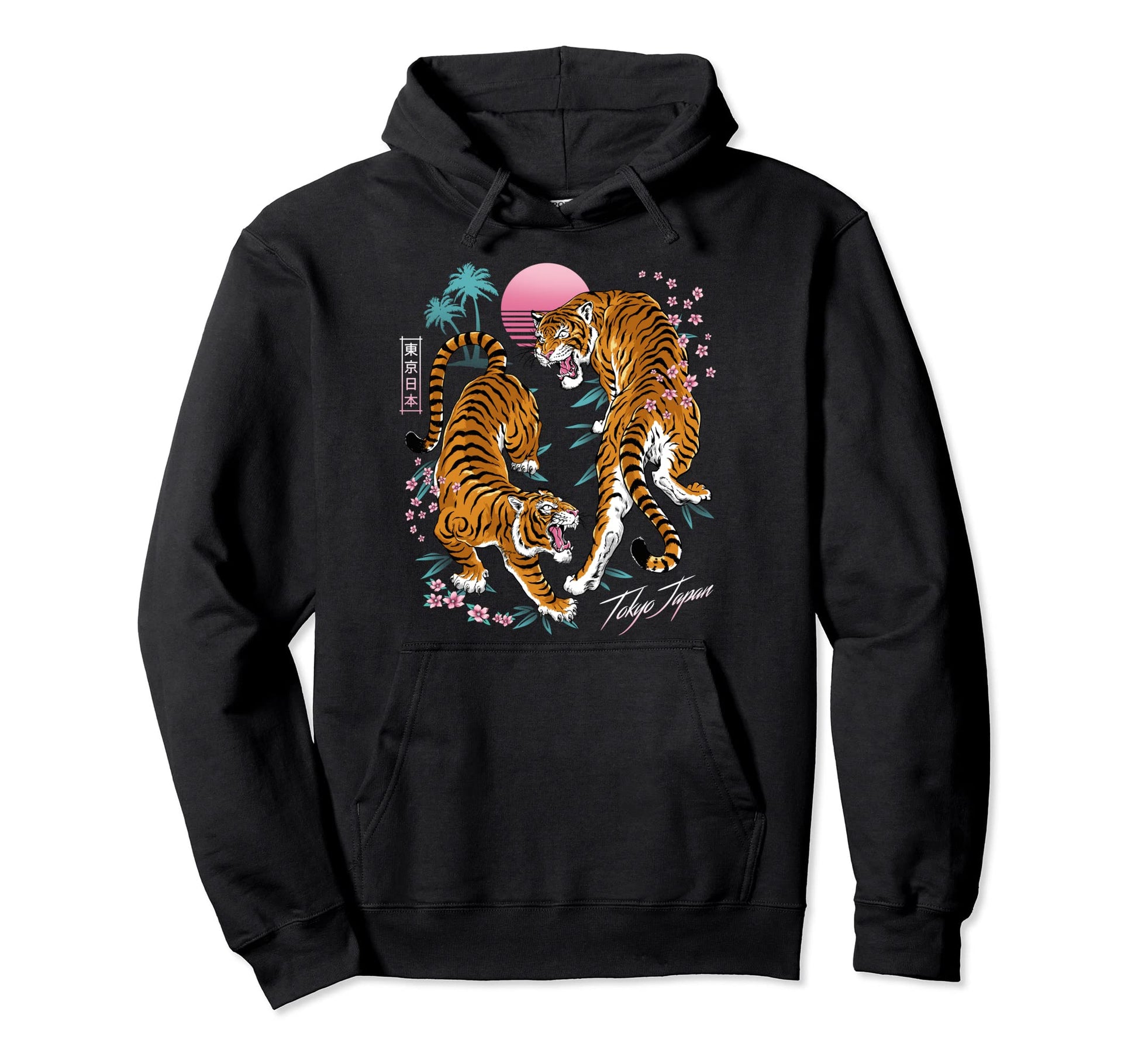 Japanese Tokyo Dueling Asian Tigers Hoodie - Streetwear Style for Adults - T-Shirt, Sweatshirt, Hoodie