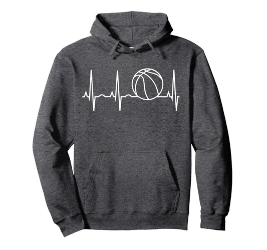 Basketball Basketball Heartbeat Sweatshirt - Novelty Apparel for Adults - T-Shirt, Sweatshirt, Hoodie