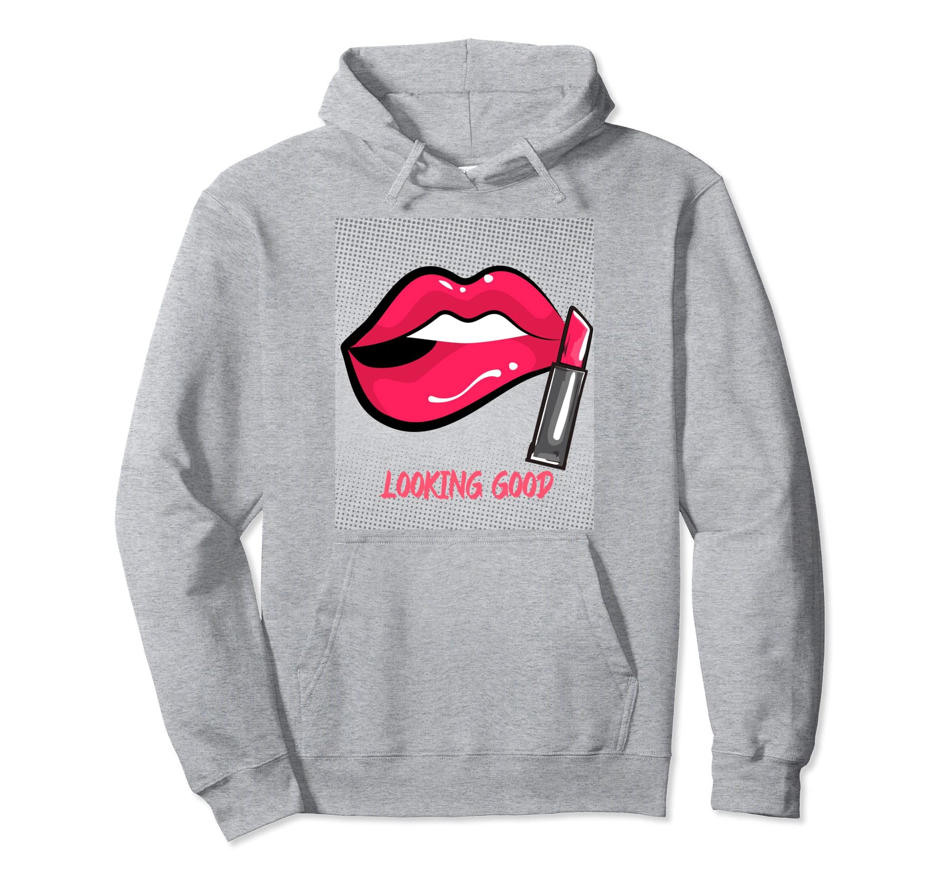 Pop Art Lips Lipstick Ladies Sexy Hoodie - Fun Novelty Design for Adults - T-Shirt, Sweatshirt, Hoodie