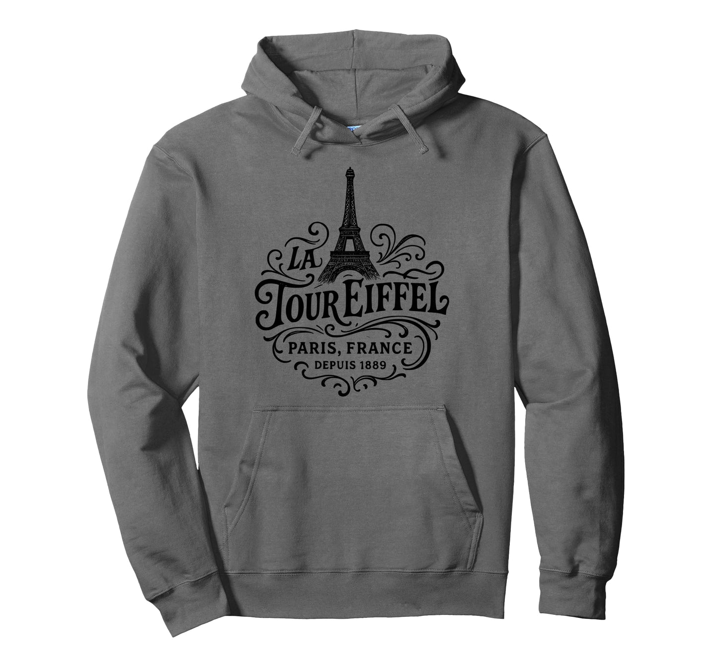 Eiffel Tower Paris France Since 1889 Black Hoodie - Streetwear Style Unisex - T-Shirt, Sweatshirt, Hoodie