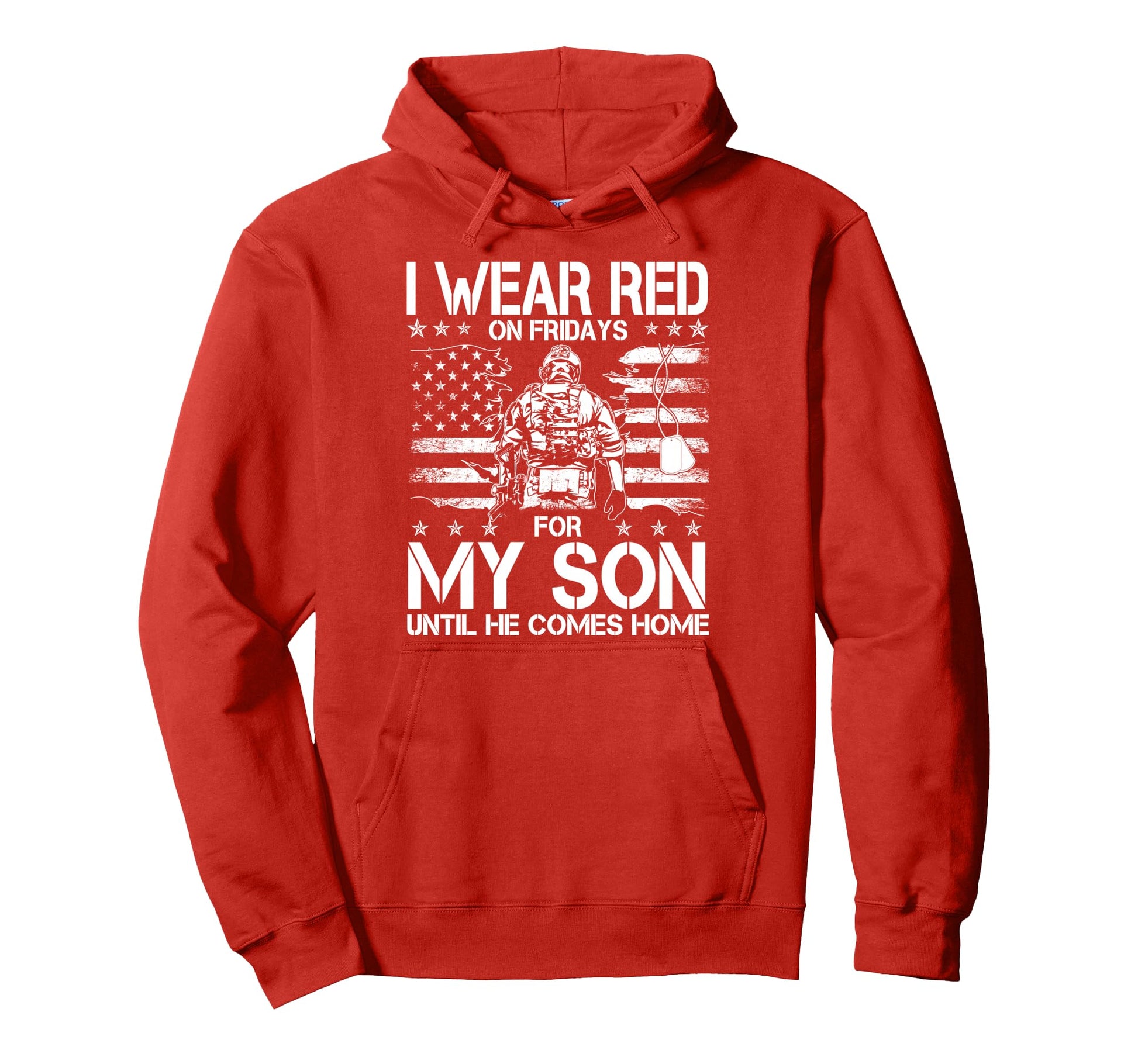 I Wear Red Fridays My Son Until He Hoodie - Aesthetic Graphic for Adults - T-Shirt, Sweatshirt, Hoodie
