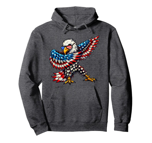 American Flag Bald Eagle Patriotic Eagle Hoodie - Aesthetic Graphic Unisex - T-Shirt, Sweatshirt, Hoodie