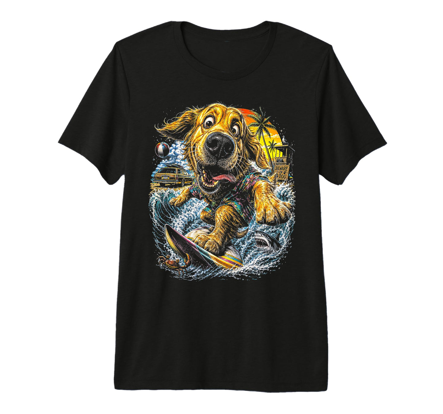 80S Golden Retriever Lover Funny Police T-Shirt - Graphic Print Men Women - T-Shirt, Sweatshirt, Hoodie