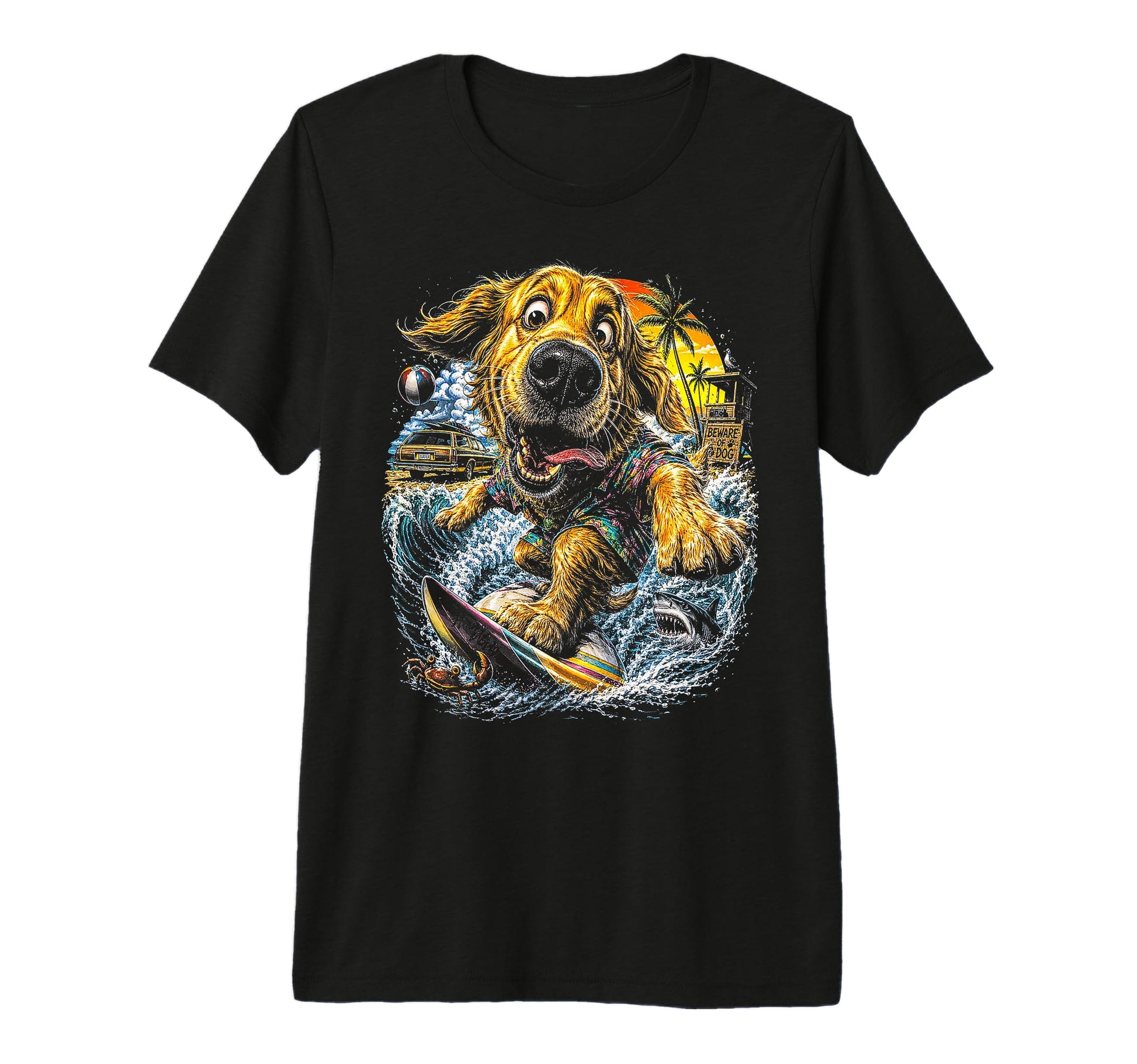 80S Golden Retriever Lover Funny Police T-Shirt - Graphic Print Men Women - T-Shirt, Sweatshirt, Hoodie