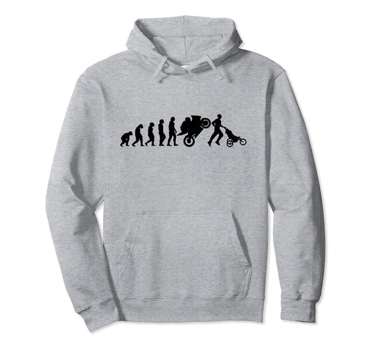 Biker Evolution Funny Dad Hoodie - Fun Novelty Design for Adults - T-Shirt, Sweatshirt, Hoodie