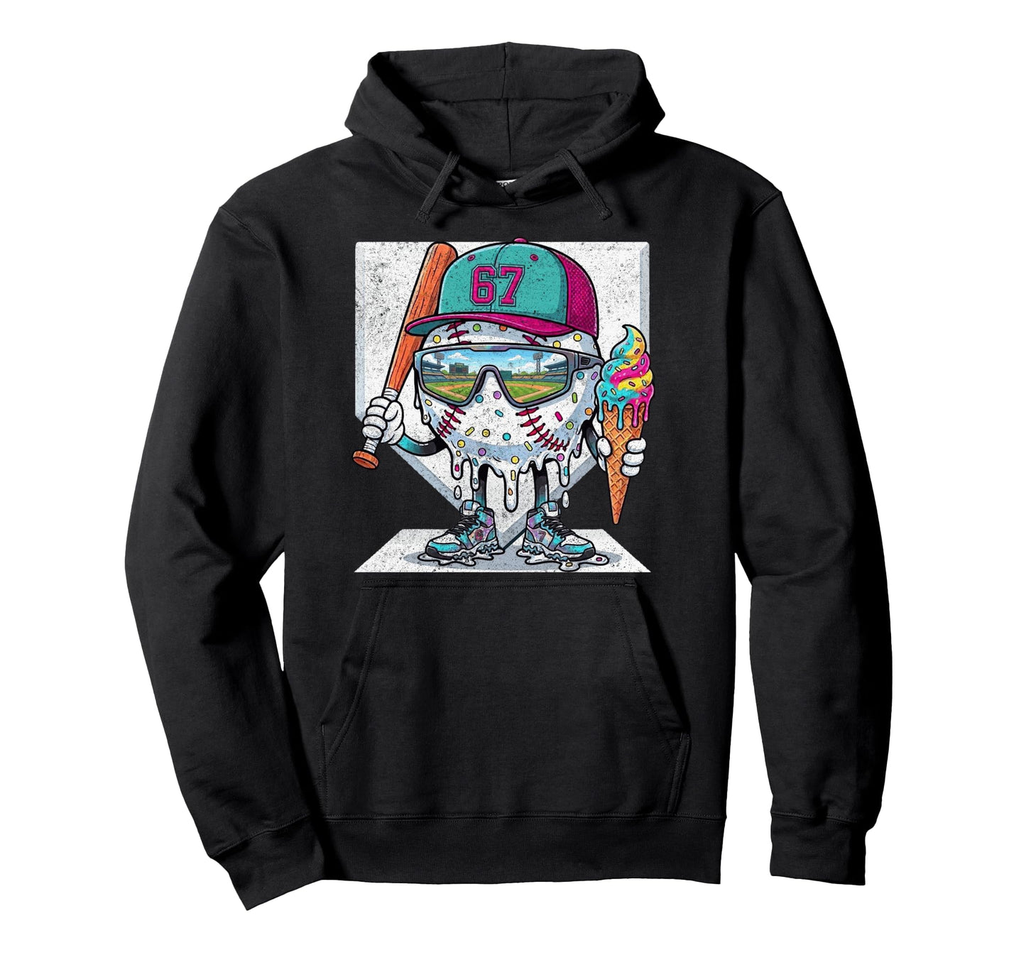 Baseball Drip Ice Cream 67 Gifts T-Shirt - Aesthetic Graphic for Adults - T-Shirt, Sweatshirt, Hoodie