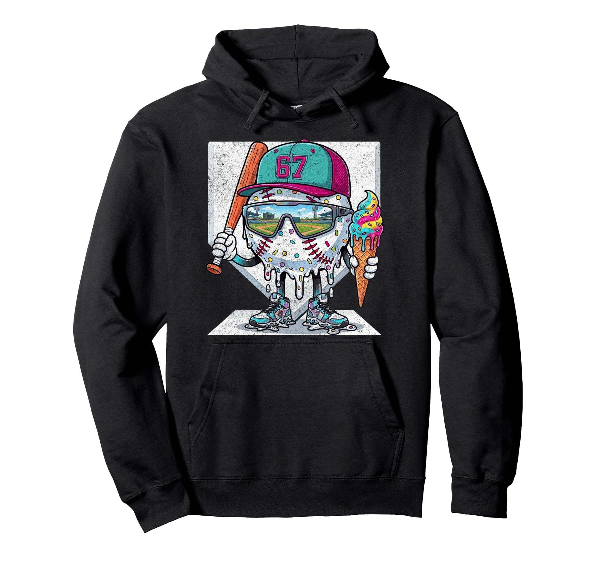 Baseball Drip Ice Cream 67 Gifts T-Shirt - Aesthetic Graphic for Adults - T-Shirt, Sweatshirt, Hoodie