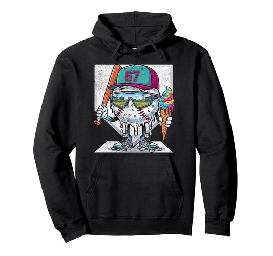 Baseball Drip Ice Cream 67 Gifts T-Shirt - Aesthetic Graphic for Adults - T-Shirt, Sweatshirt, Hoodie