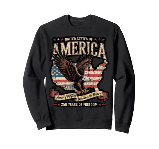 250 Year American Anniversary Usa Flag Sweatshirt - Unique Graphic Unisex - T-Shirt, Sweatshirt, Hoodie