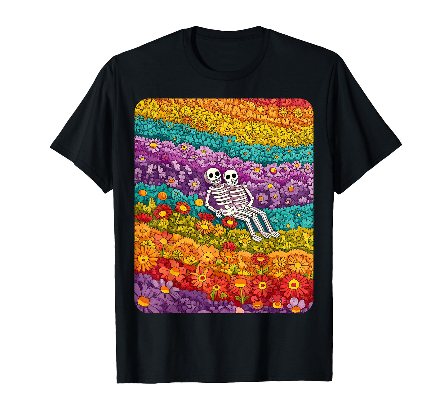 Pop Art Skeleton Lovers Rainbow T-Shirt - Novelty Apparel for Adults - T-Shirt, Sweatshirt, Hoodie