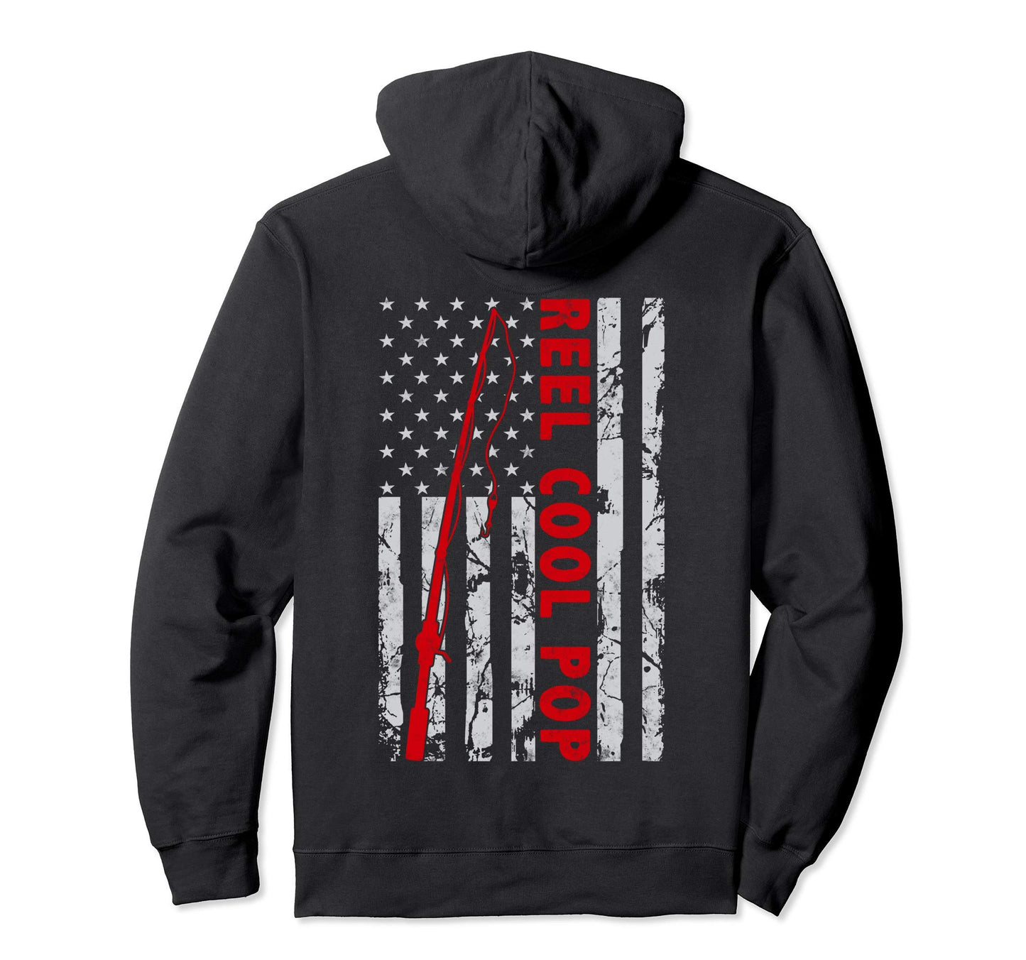 Reel Pop Fishing American Flag Gift Hoodie - Fun Novelty Design Men Women - T-Shirt, Sweatshirt, Hoodie