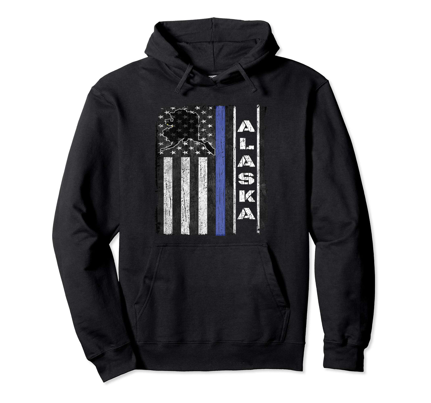 Alaska Thin Blue Line Police Flag Cop Hoodie - Novelty Apparel for Adults - T-Shirt, Sweatshirt, Hoodie