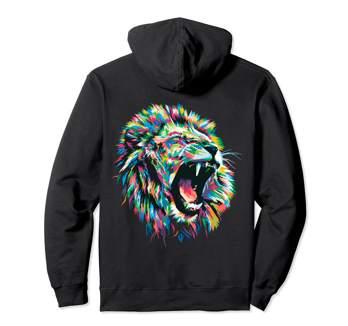 Colorful Lion Head Pop Art Lovers Hoodie - Casual Everyday Wear Men Women - T-Shirt, Sweatshirt, Hoodie