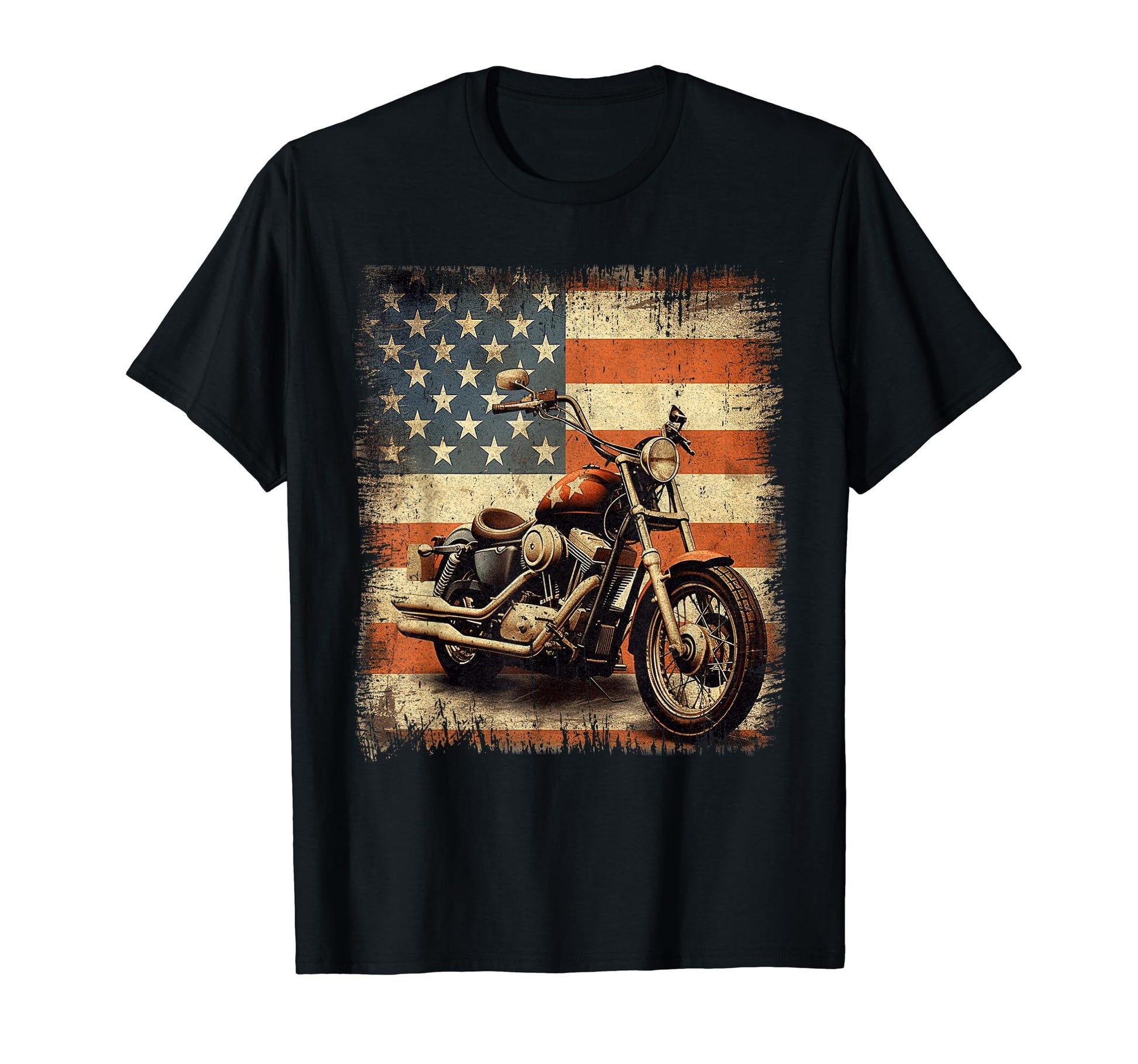 Motorcycle Usa Flag Biker Dad Grandpa T-Shirt - Trendy Graphic Unisex - T-Shirt, Sweatshirt, Hoodie