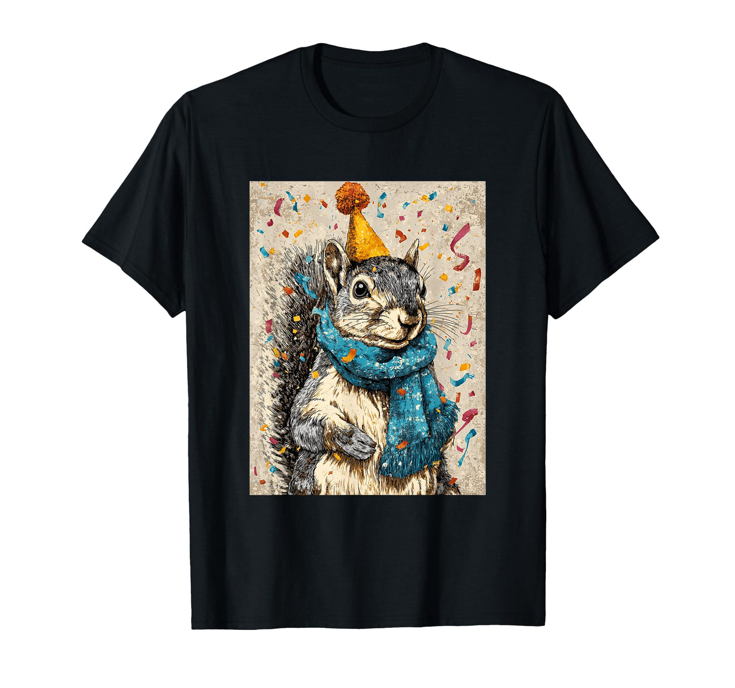 Squirrel Birthday Confetti Pop Art T-Shirt - Aesthetic Graphic Unisex - T-Shirt, Sweatshirt, Hoodie