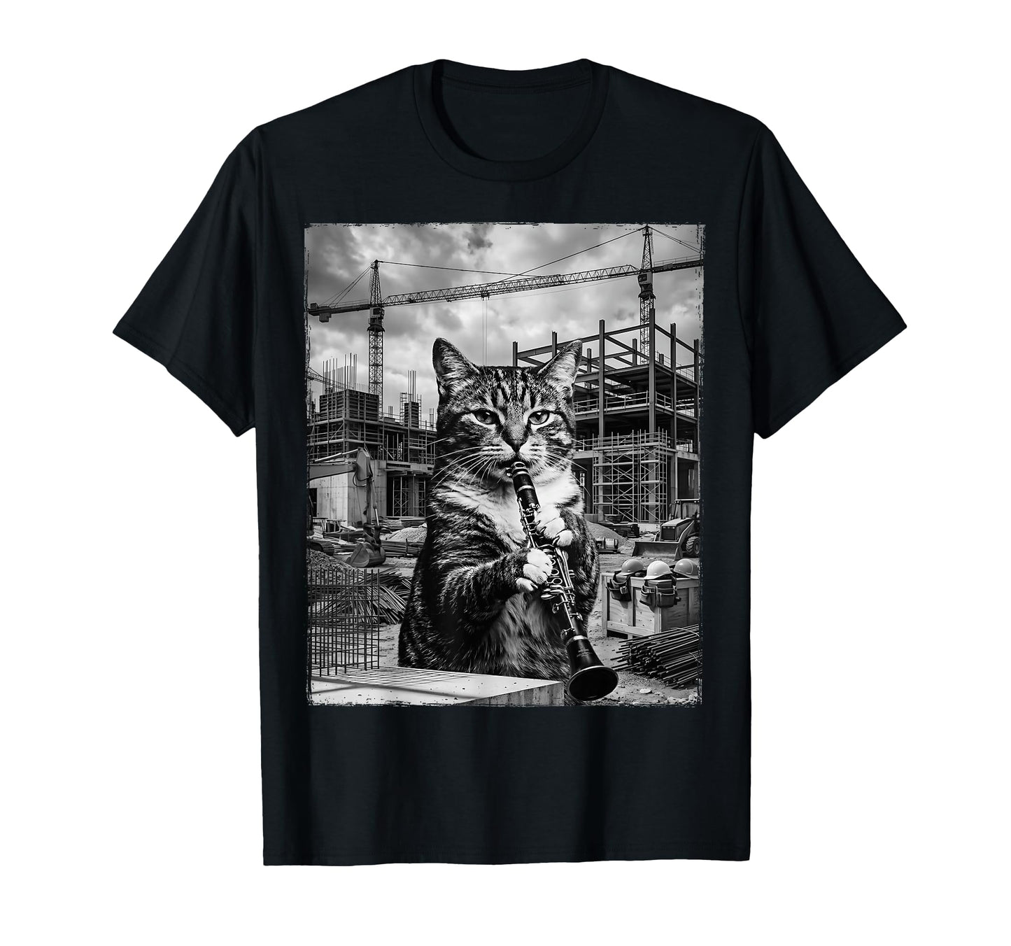 Cat Playing Clarinet Music Funny T-Shirt - Streetwear Style Men Women - T-Shirt, Sweatshirt, Hoodie