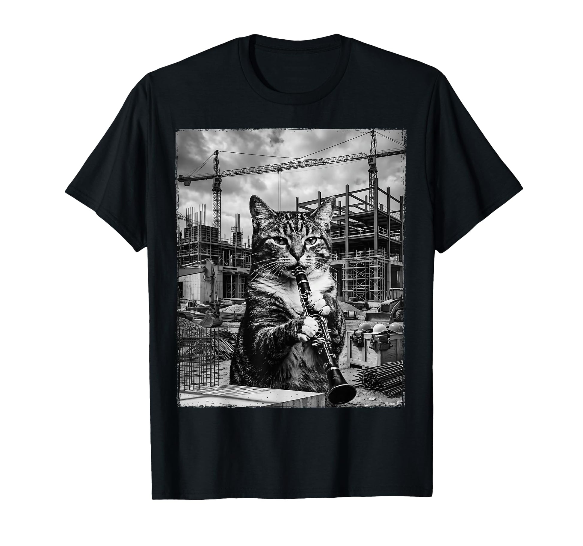 Cat Playing Clarinet Music Funny T-Shirt - Streetwear Style Men Women - T-Shirt, Sweatshirt, Hoodie