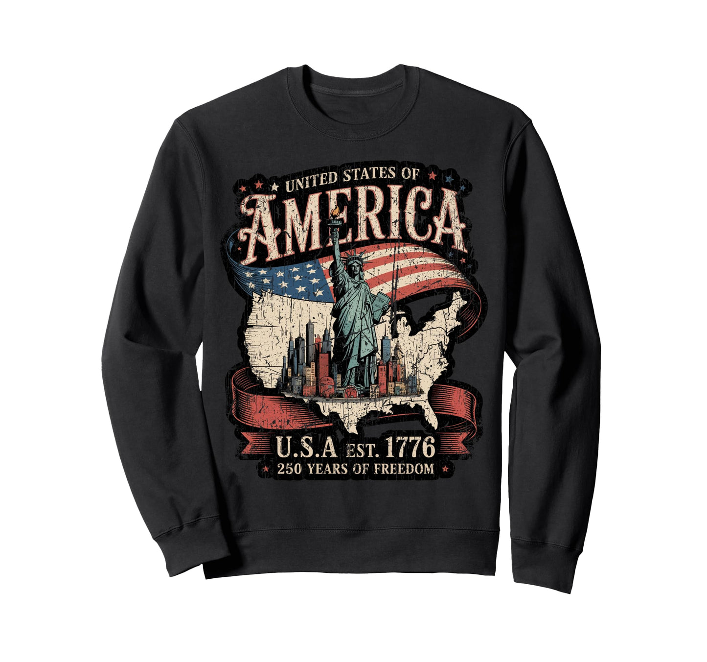 250 Year American Anniversary Usa Flag Sweatshirt - Novelty Apparel Unisex - T-Shirt, Sweatshirt, Hoodie