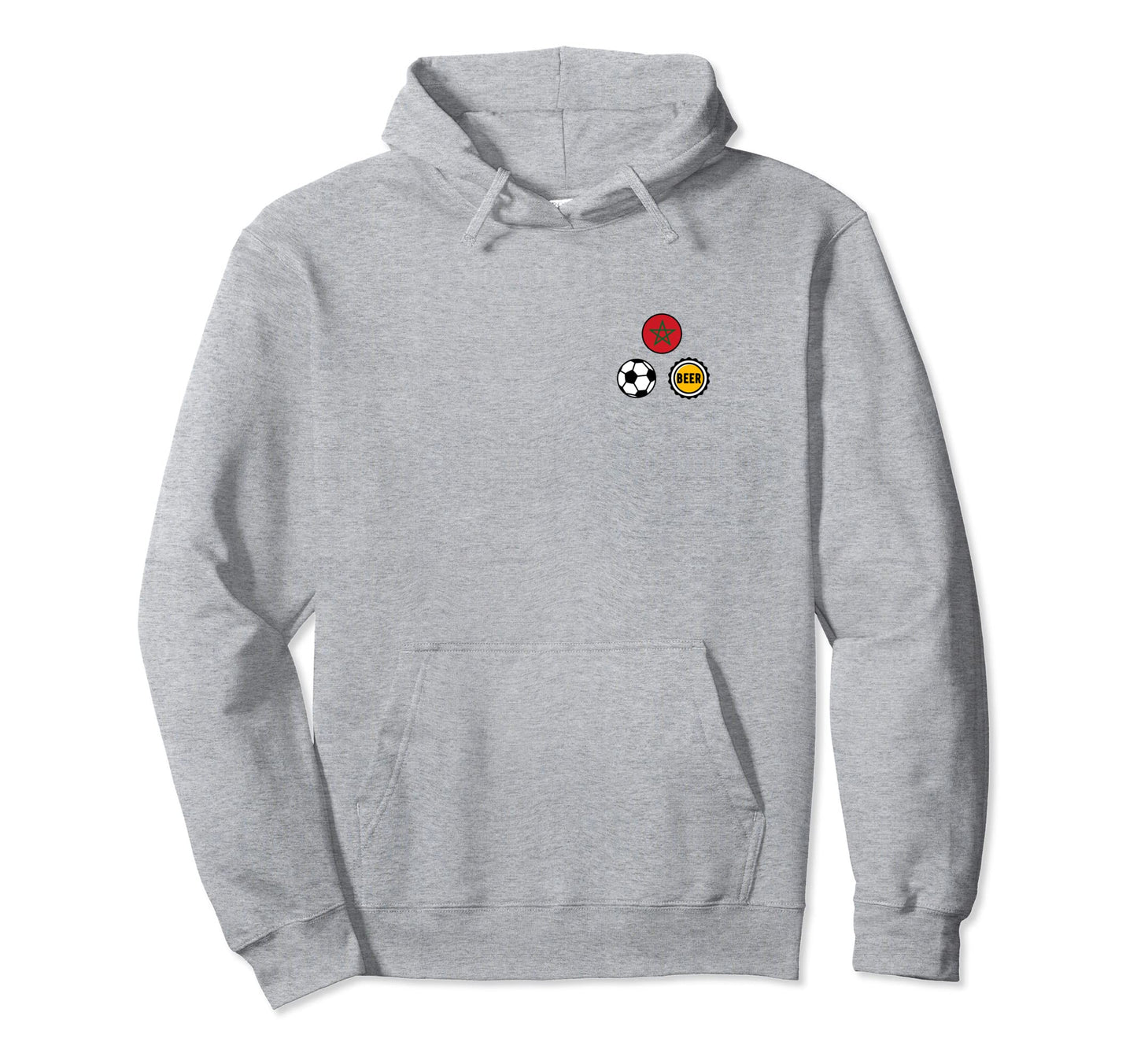 Morocco Flag Soccer Beer Pocket Hoodie - Novelty Apparel for Adults - T-Shirt, Sweatshirt, Hoodie