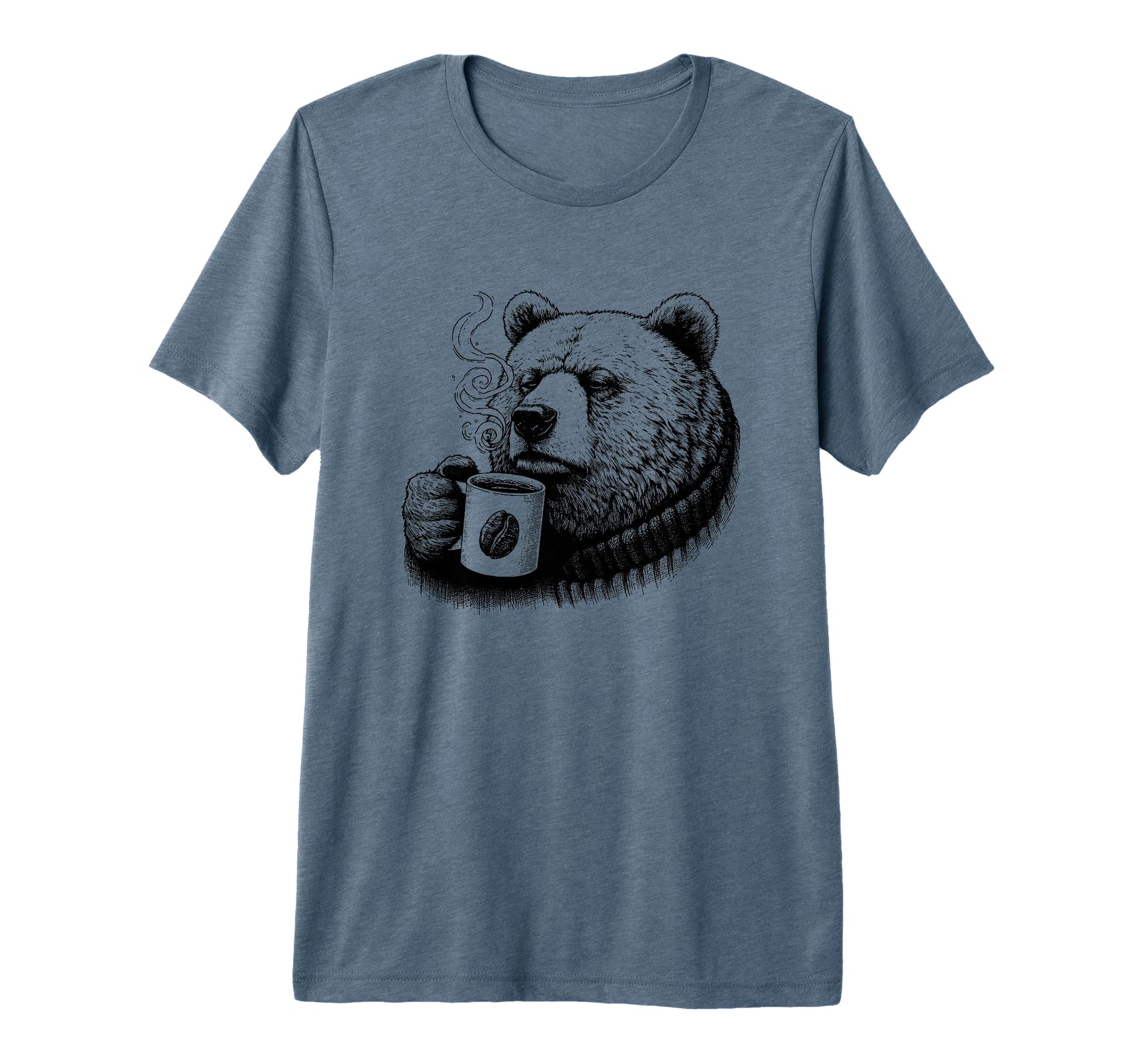Coffee Bear Hiker Hiking Dad Tri Blend T-Shirt - Novelty Apparel for Adults - T-Shirt, Sweatshirt, Hoodie